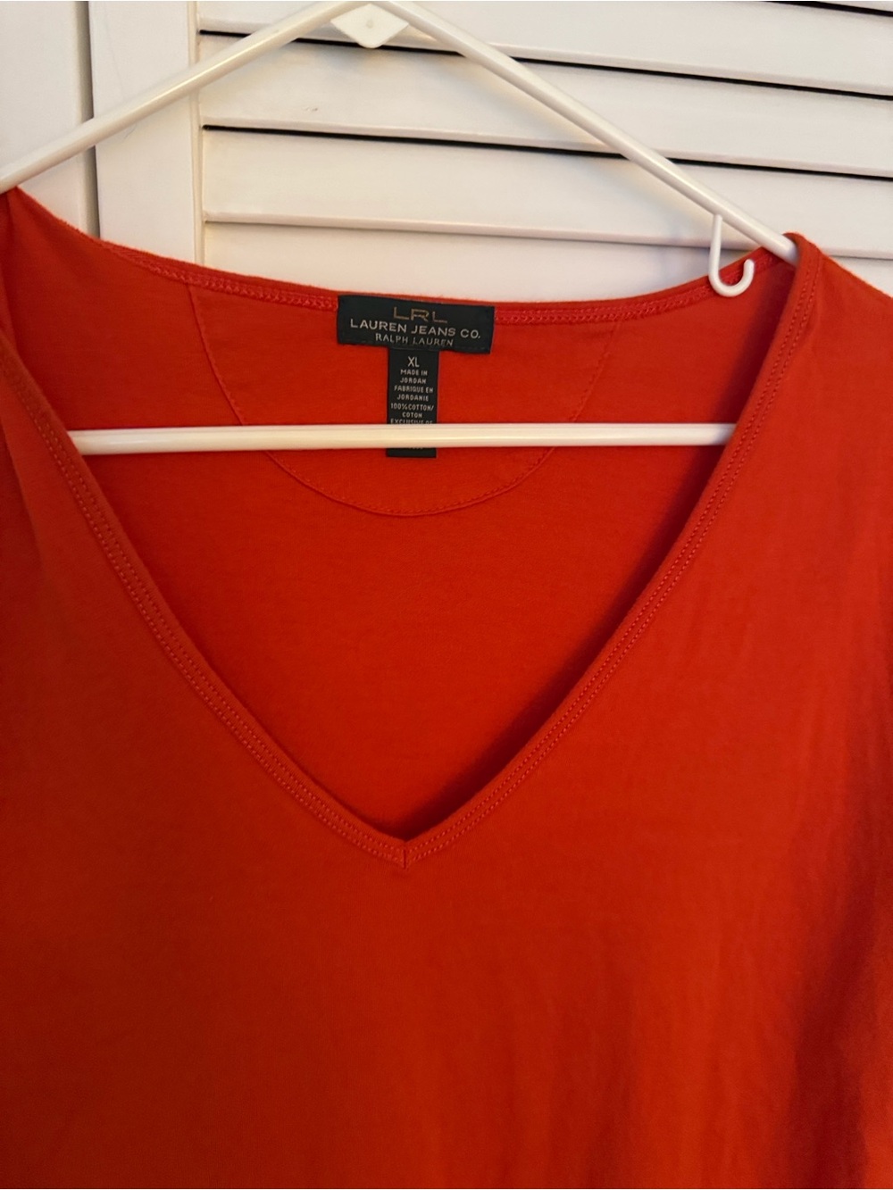 Vintage Lauren Women's V-Neck Top in Orange, XL
